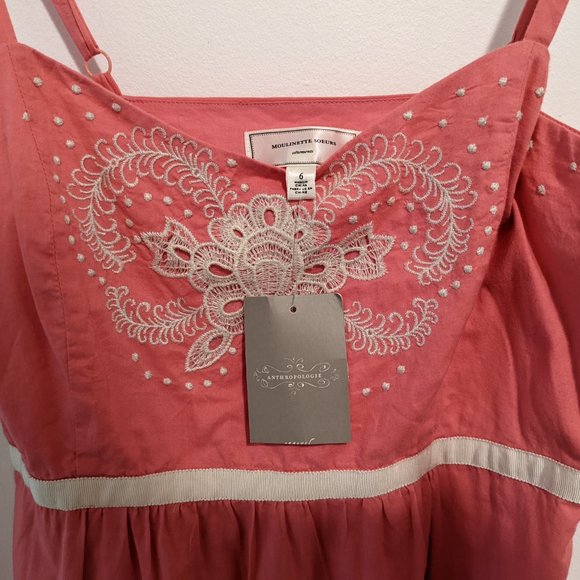 Anthropologie Moulinette Soeurs Pink Embroidered Cotton Dress - Picture 10 of 10